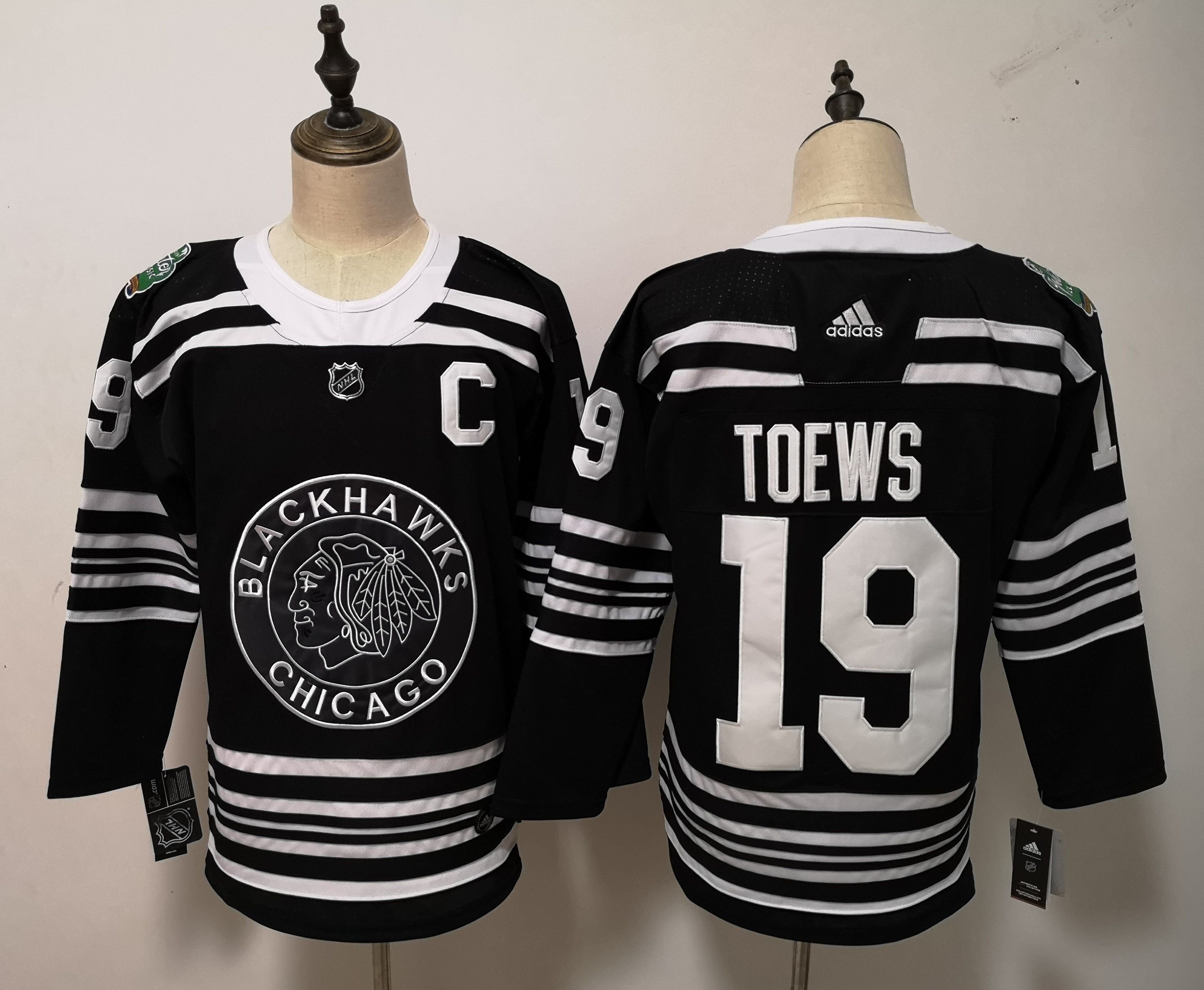 Men Chicago Blackhawks #19 Toews Black Adidas Authentic Winter Classic NHL Jersey